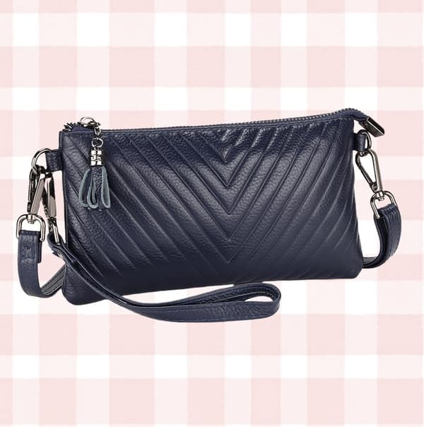 Kvinnors clutchväska i äkta läder, kompakt crossbody-väska