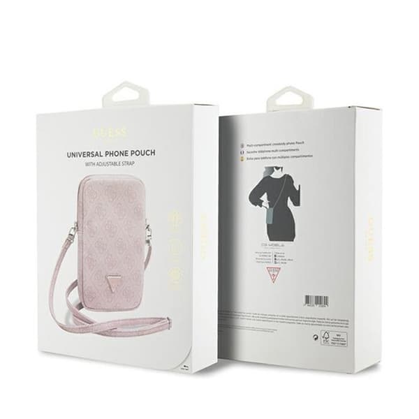 Mobilväska - Guess - Zip 4G Triangle - Rosa - Saffiano Läder - Justerbar Rem
