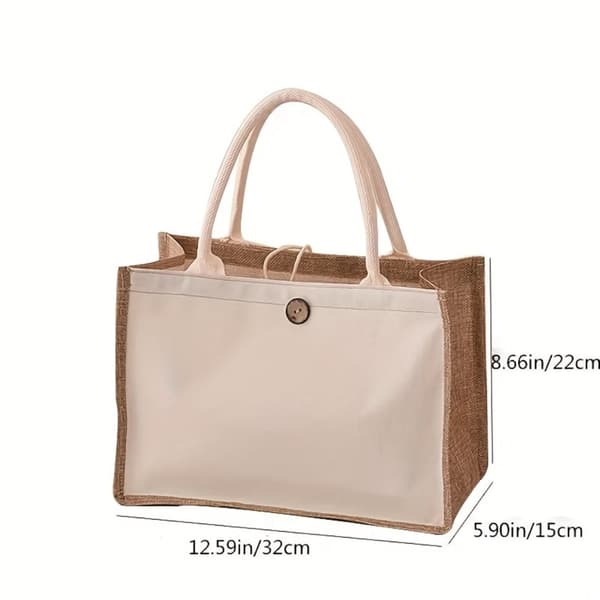 Farveblok Tote Bag, Rummelig Indvendig, Vandafvisende Design,rizontal mellemstørrelse