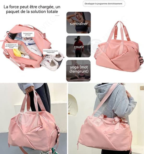 INN Sportväska 43x25x30 cm rosa åkpåse i oxfordtyg med skofack och våt och torr separationsficka