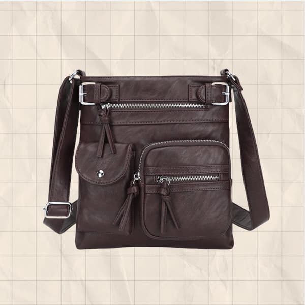 INF Stilig PU-Lær Crossbody Skulderveske kaffe