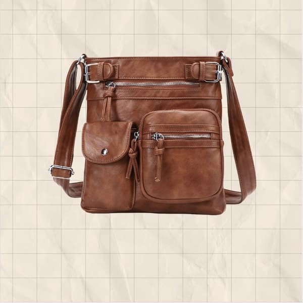 INF Stilfuld PU Læder Crossbody Skuldertaske Brun