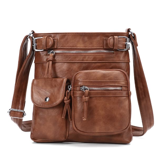 INF Stilfuld PU Læder Crossbody Skuldertaske Brun