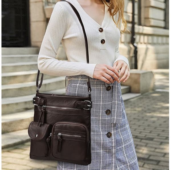 INF Stilfuld PU Læder Crossbody Skuldertaske Sort