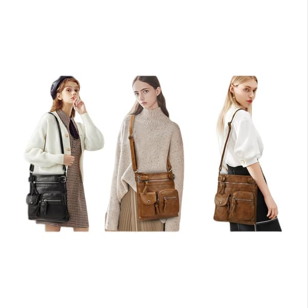 INF Stilfuld PU Læder Crossbody Skuldertaske Sort
