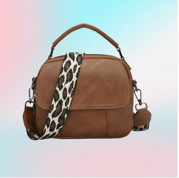 INF Chic PU Leather Håndveske - Skulderveske i Vintage Stil Brun