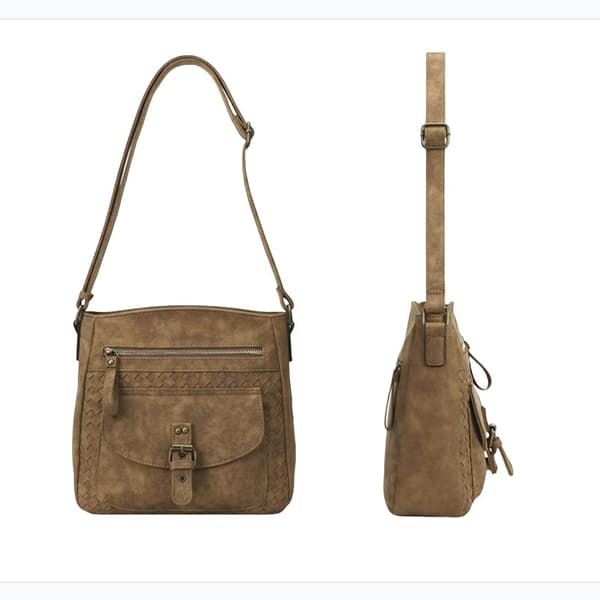 INF Vintageinspirert Crossbody Messenger Bag i PU-lær Brun
