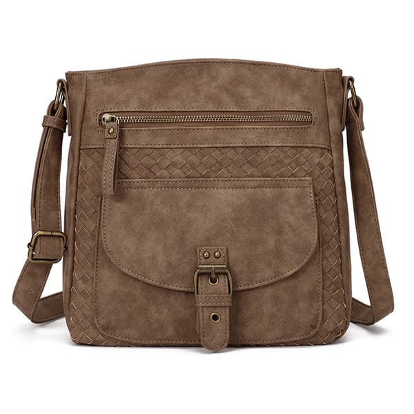 INF Vintageinspirert Crossbody Messenger Bag i PU-lær Brun
