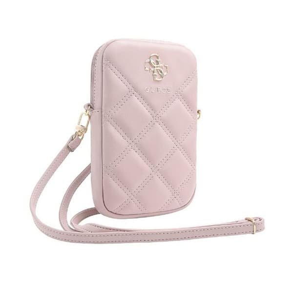 Mobiltelefonväska - Guess - Zip Quilted 4G - Rosa - Ekologiskt läder - Justerbar rem