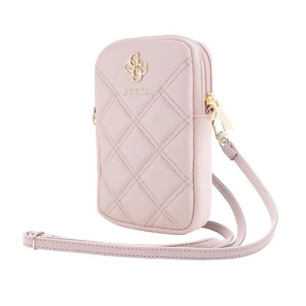 Mobiltelefonväska - Guess - Zip Quilted 4G - Rosa - Ekologiskt läder - Justerbar rem
