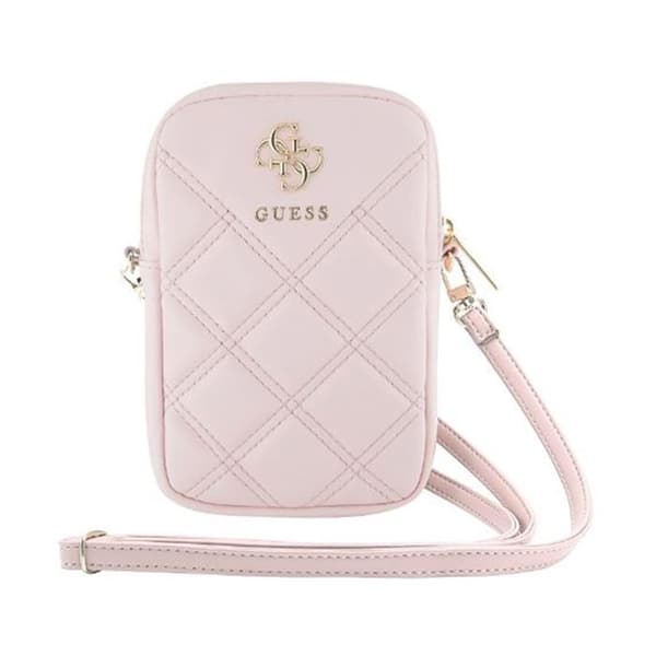 Mobiltelefonväska - Guess - Zip Quilted 4G - Rosa - Ekologiskt läder - Justerbar rem
