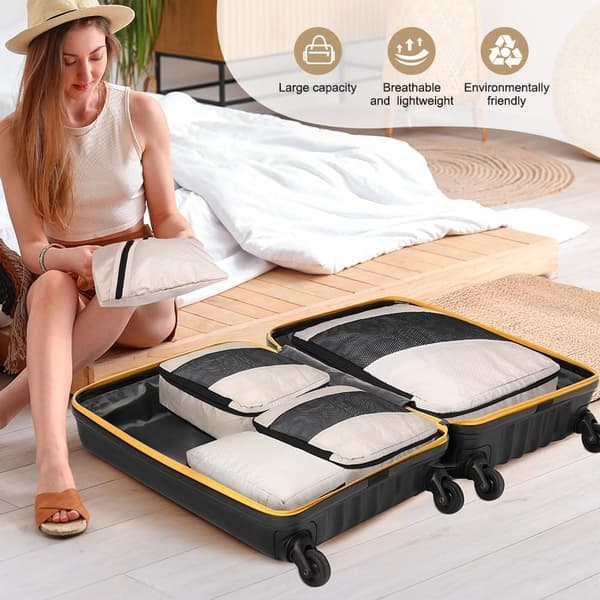 OBOSOE 6-delat Organizer-set för Resväska – Effektiv Packning och Förvaring för Resa - Beige
