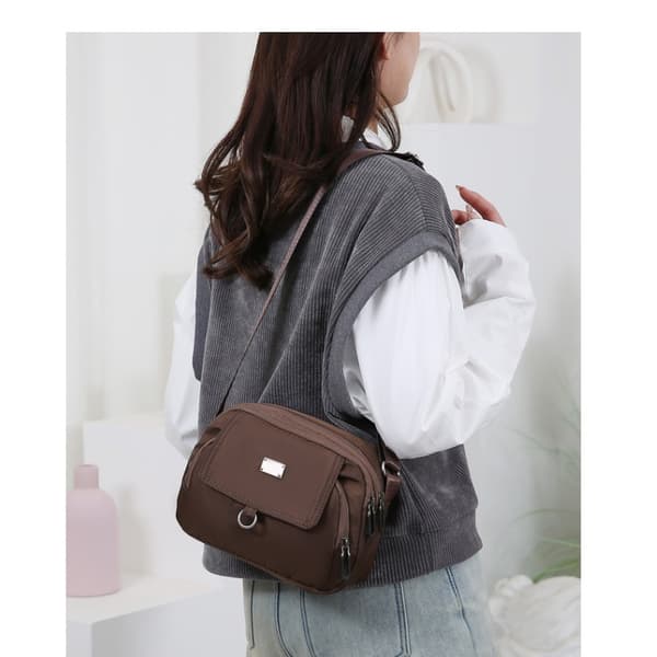 INF Snygg 2025 Crossbody-väska i nylon för kvinnor kaffe