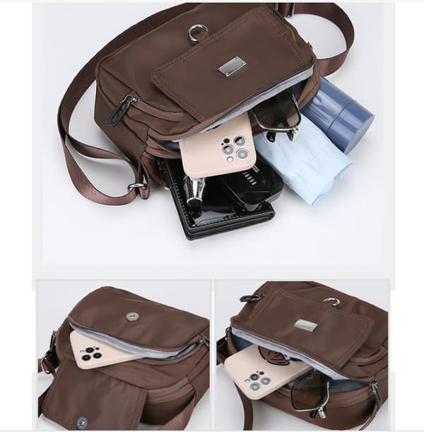 INF Snygg 2025 Crossbody-väska i nylon för kvinnor kaffe