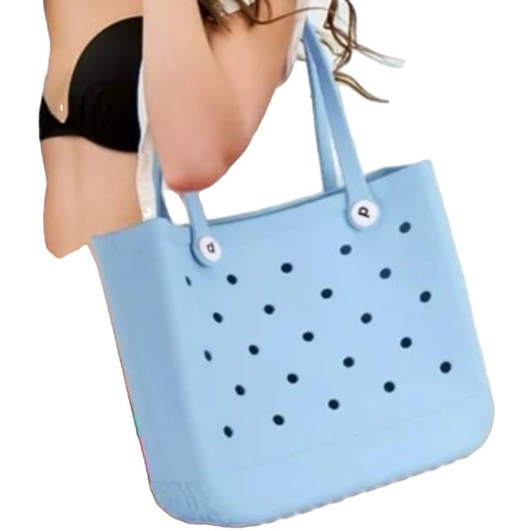 Silicone Ranta-olkalaukku, Vesitiivis, Hiekkaa Kestävä, Kestävä Kahva,Vaaleansininen