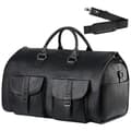 Miniatyrbillede 2 af 2: Læder Foldbar Duffle Bag, Vandtæt, Europæisk og Amerikansk Retro Stil, Kapacitet 36-55L,Sort