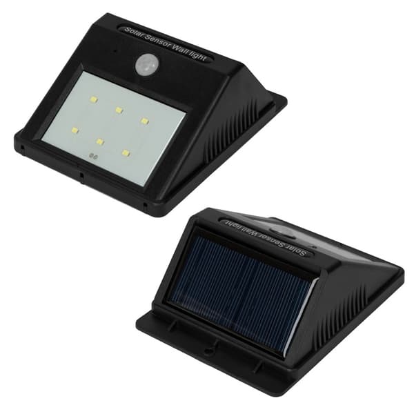 6x LED lampe med bevægelsessensor og solceller - sort