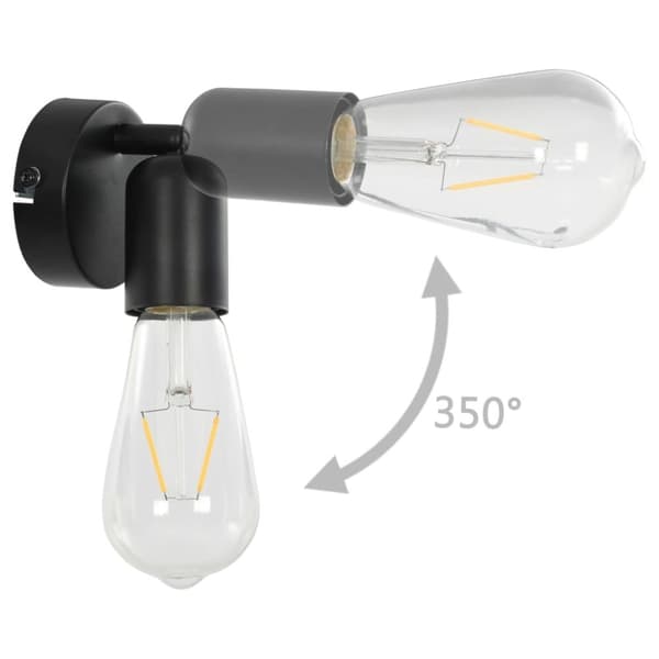 vidaXL Spotlights 2 st med glödlampor 2 W svart E27
