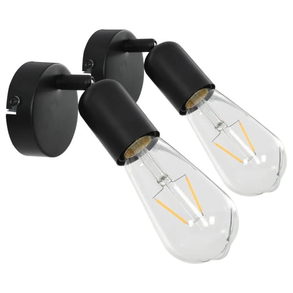 vidaXL Spotlights 2 st med glödlampor 2 W svart E27