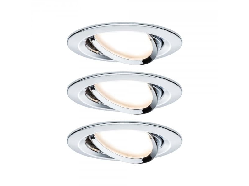 Paulmann 934.88, Nedtryckbar spotlight, 3 lampor, LED, 2700 K, 630 LM, Krom