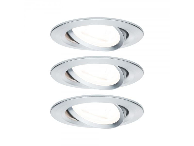 Paulmann 934.33, Nedtryckbar spotlight, GU10, 3 lampor, LED, 2700 K, Gjuten aluminium