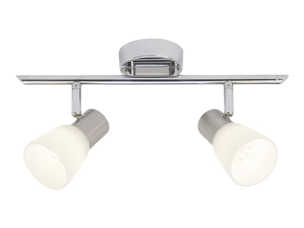 Brilliant Janna - Takspotlight - LED-glödlampa x 2 - E14 - totalt: 8 W - klass A++ - varmt vitt ljus - 2700 K - vit, krom, järn