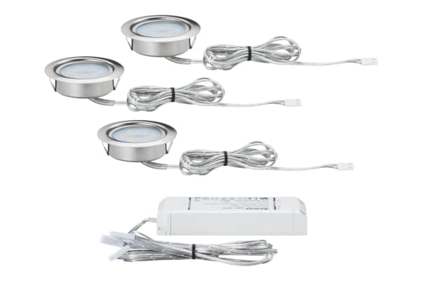Paulmann 935.53, Innsunket spotlight, 3 ampuller, LED, 13,5 W, 2700 K, Børstet stål