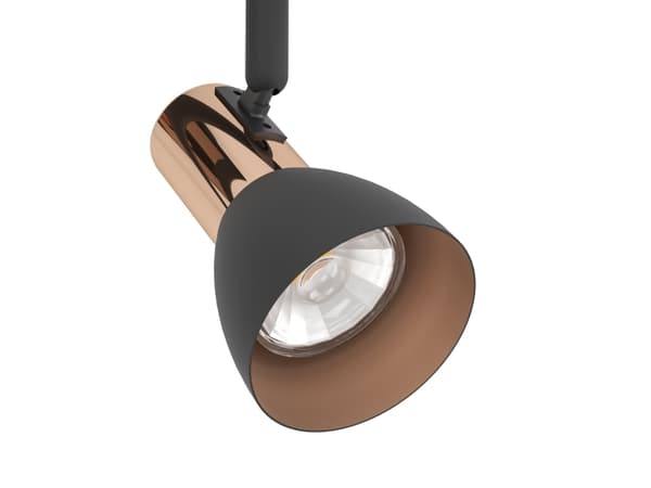 EGLO Barnham, Utanpåliggande spotlight, Glödlampan/-lamporna kan inte bytas ut, 6,6 W, 3000 K, 240 LM, Svart, Koppar