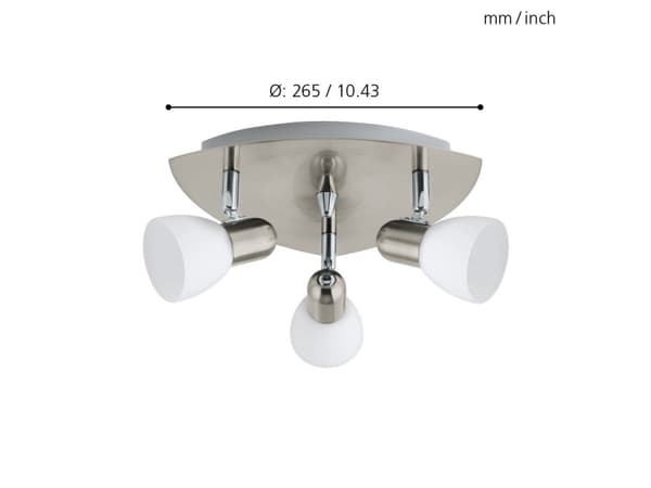 EGLO ENEA, Overflateegnet, E14, 3 ampuller, Nickel, Hvit