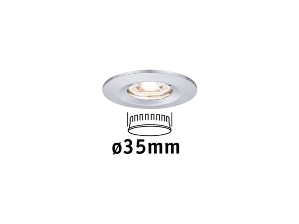 Paulmann 943.02, Innsunket spotlight, Ikke-utskiftbare pærer, 1 ampuller, LED, 2700 K, Kromfarget