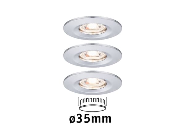 Paulmann 943.03, Innsunket spotlight, Ikke-utskiftbare pærer, 1 ampuller, LED, 2700 K, Kromfarget