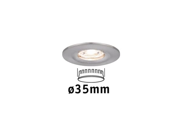 Paulmann 943.00, Innsunket spotlight, Ikke-utskiftbare pærer, 1 ampuller, LED, 2700 K, Børstet jern