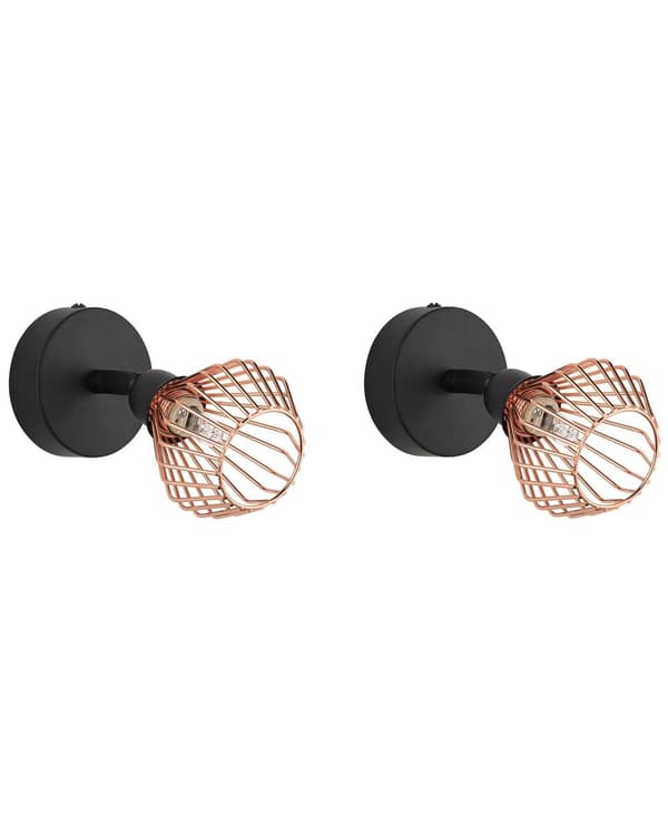 Sæt med 2 Væglamper Kobber Metal Justerbar Industrielt Design