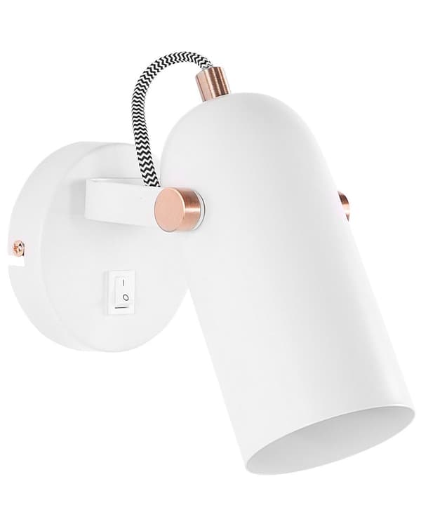 Væglampe Hvid Metal 17 cm Spotlight Skærm Justerbar Industrielt Design