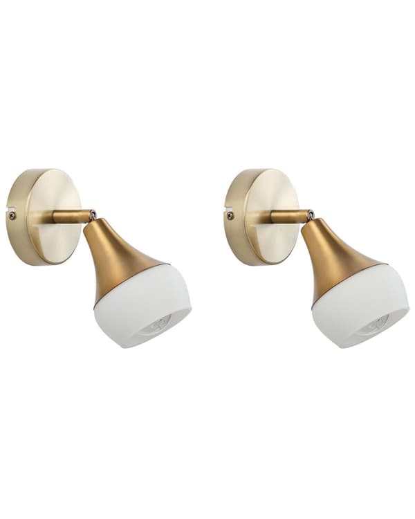 Set med 2 Vägglampor Guldmetall Med Glasvägglampa Justerbar Industriell Stil