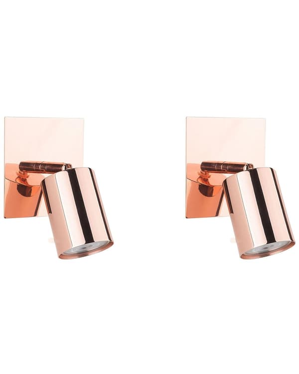 Set med 2 Vägglampor Koppar Metall 12 cm Justerbar Rund i Glamourstil