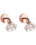 Miniatyrbillede 1 af 7: Væglampe Kobber Metal Sæt 10 x 16 cm Dekorativ Gallerilampe Justerbare Diamant Skærme Moderne Design til Stue Soveværelse Entré Indretning