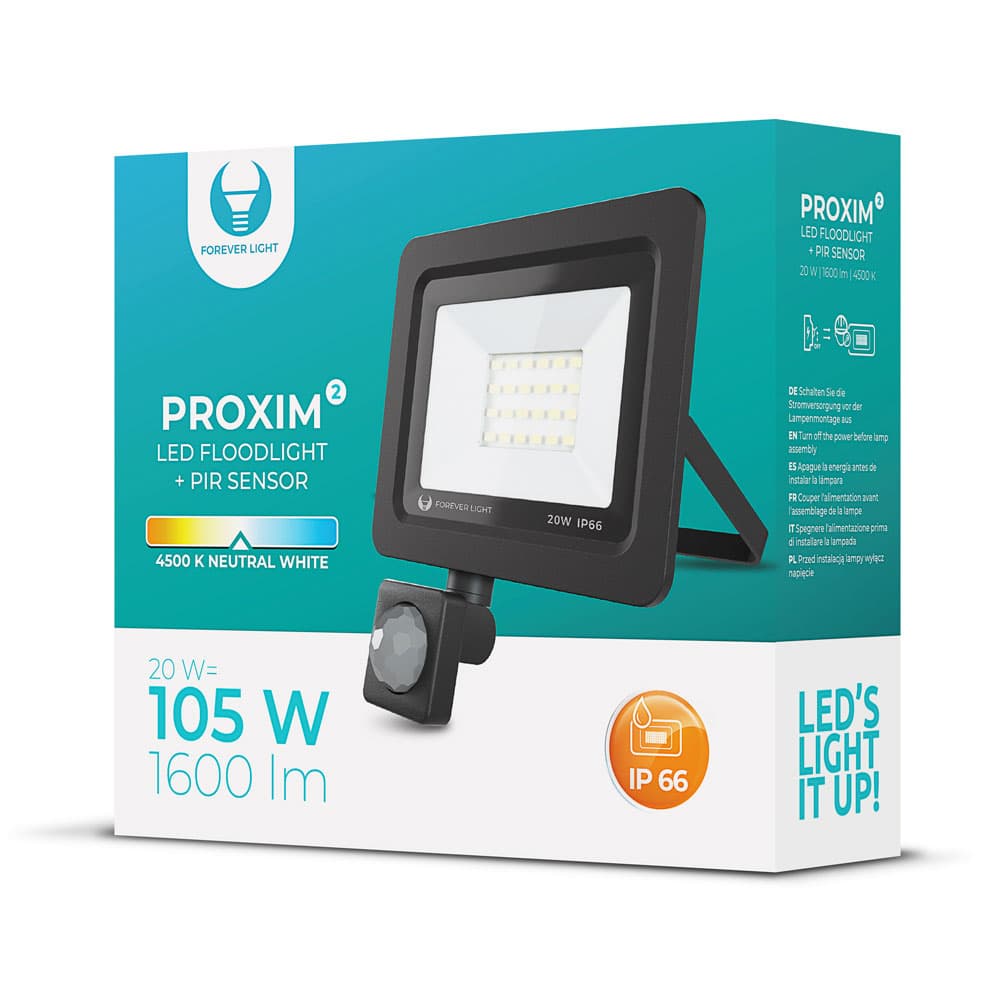 Forever LED Valonheitin PIR IP66 20W 4500K
