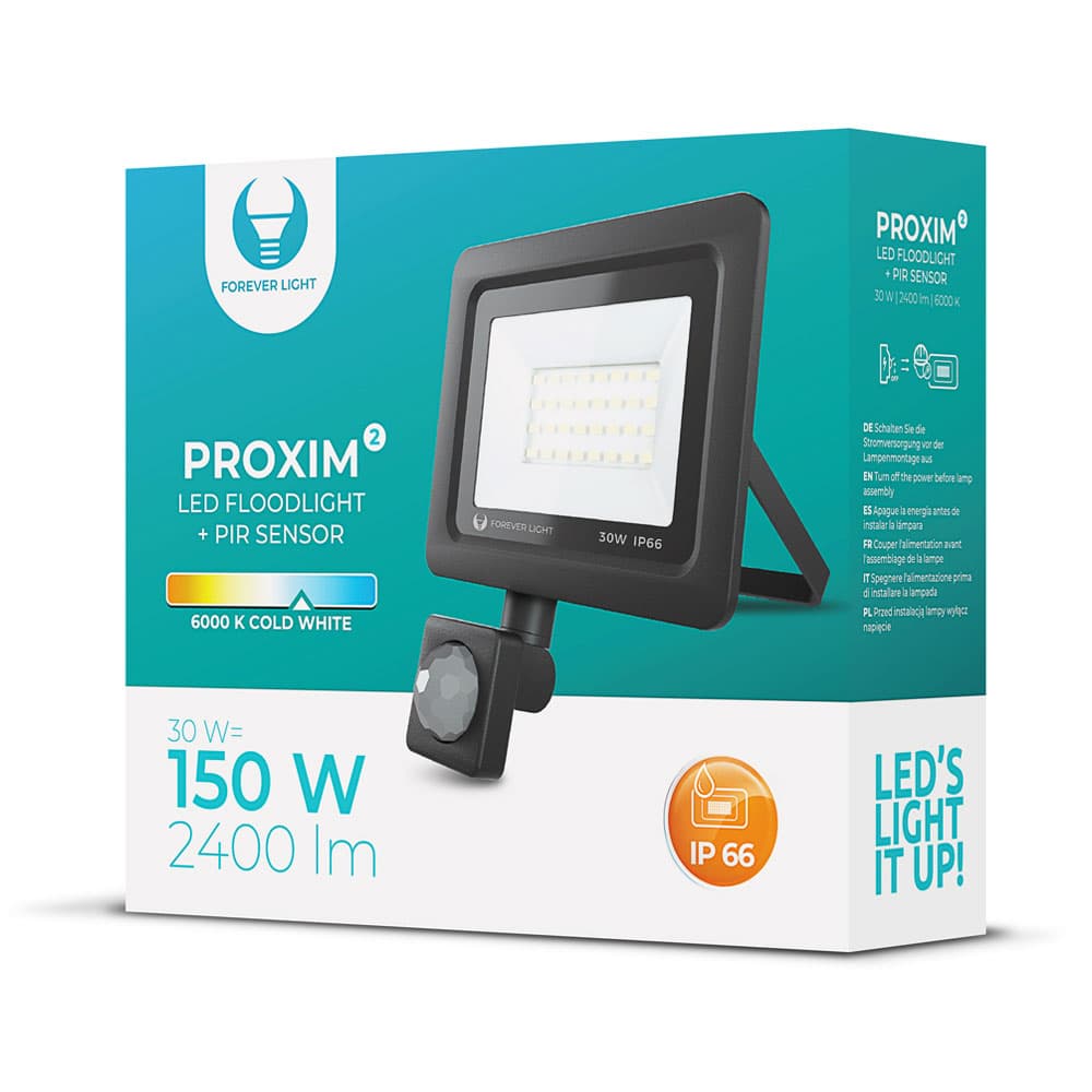 Forever LED Valonheitin PIR IP66 30W 6000K