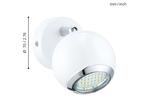 Eglo Bimeda - Spotlight - LED-glödlampa - GU10 - 3 W (motsvarande 23 W) - klass A+ - varmt vitt ljus - 3000 K - vit, krom