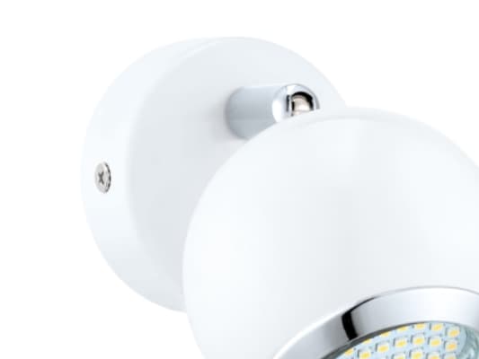 Eglo Bimeda - Spotlight - LED-glödlampa - GU10 - 3 W (motsvarande 23 W) - klass A+ - varmt vitt ljus - 3000 K - vit, krom