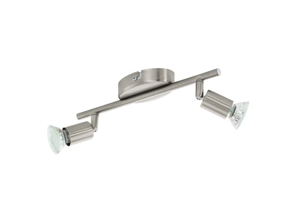 Eglo Buzz - Takspotlight - LED-pære for søkelys x 2 - GU10 - total: 5.6 W - klasse F - varmt hvitt lys - 3000 K - satin-nikkel