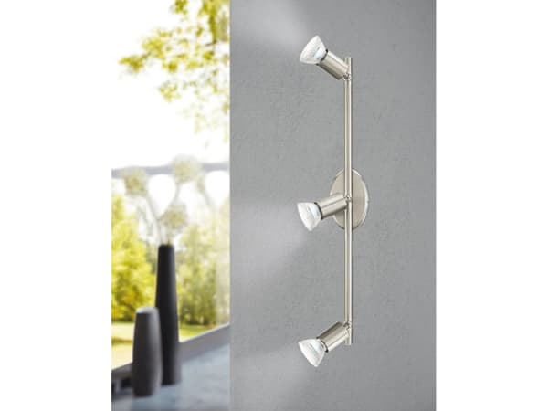 Eglo Buzz - Takspotlight - LED-pære for søkelys x 2 - GU10 - total: 5.6 W - klasse F - varmt hvitt lys - 3000 K - satin-nikkel