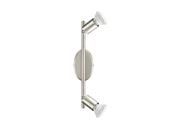 Eglo Buzz - Takspotlight - LED-pære for søkelys x 2 - GU10 - total: 5.6 W - klasse F - varmt hvitt lys - 3000 K - satin-nikkel