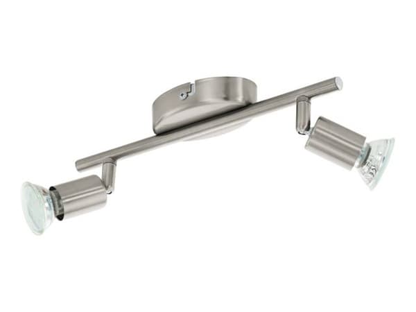 Eglo Buzz - Takspotlight - LED-pære for søkelys x 2 - GU10 - total: 5.6 W - klasse F - varmt hvitt lys - 3000 K - satin-nikkel