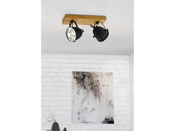EGLO Gatebeck, Spotlight på skinne, E14, 2 ampuller, 220-240 V, Sort, Tre