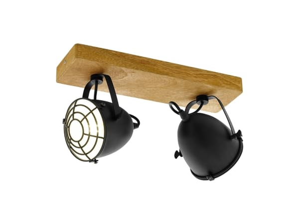 EGLO Gatebeck, Spotlight på skinne, E14, 2 ampuller, 220-240 V, Sort, Tre Sort, Tre