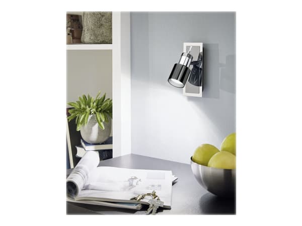 Eglo Davida 1 - Takspotlight - LED-lyspære - GU10 - 5 W (ekvivalent 35 W) - klasse A+ - varmt hvitt lys - 3000 K - nikkel-nero Sort, Rustfritt stål