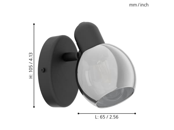 EGLO Pollica, Utanpåliggande spotlight, E27, 1 lampor, LED, 220-240 V, Svart, Transparent