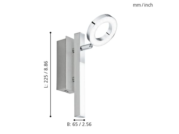 EGLO Cardillio 1, Overflateegnet, Ikke-utskiftbare pærer, 3000 K, 400 lm, 220-240 V, Aluminium, Kromfarget